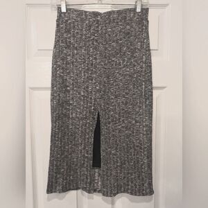 Anthropologie Dolan Knitt Gray Ribbed Split Hem Pull On Sz Small midi skirt soft